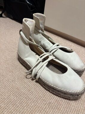Maria Cornejo White Leather Espadrille Flats